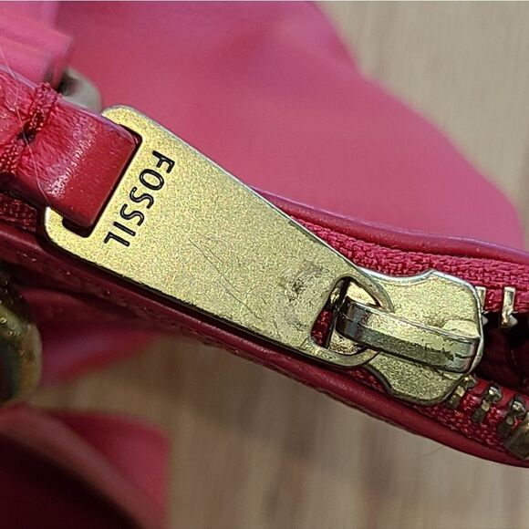 Fossil Red Leather Small Tote Bag Purse - Picture 11 of 14